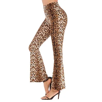 

Leopard Flare Pants Women Spring Summer Elastic High Waist Bodycon Trousers Club Skinny Leggings Plaid Streetwear Sexy Pants