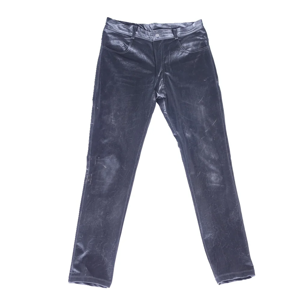 Men Sexy Slim Pants Faux Leather Motorcycle Trousers Tight Stretchy Casual Stylish