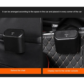 

Car Trash Can Interior Organizer Storage Box Car Garbage Bag Press Sealed Trash Can Auto Storage Bin Accessories