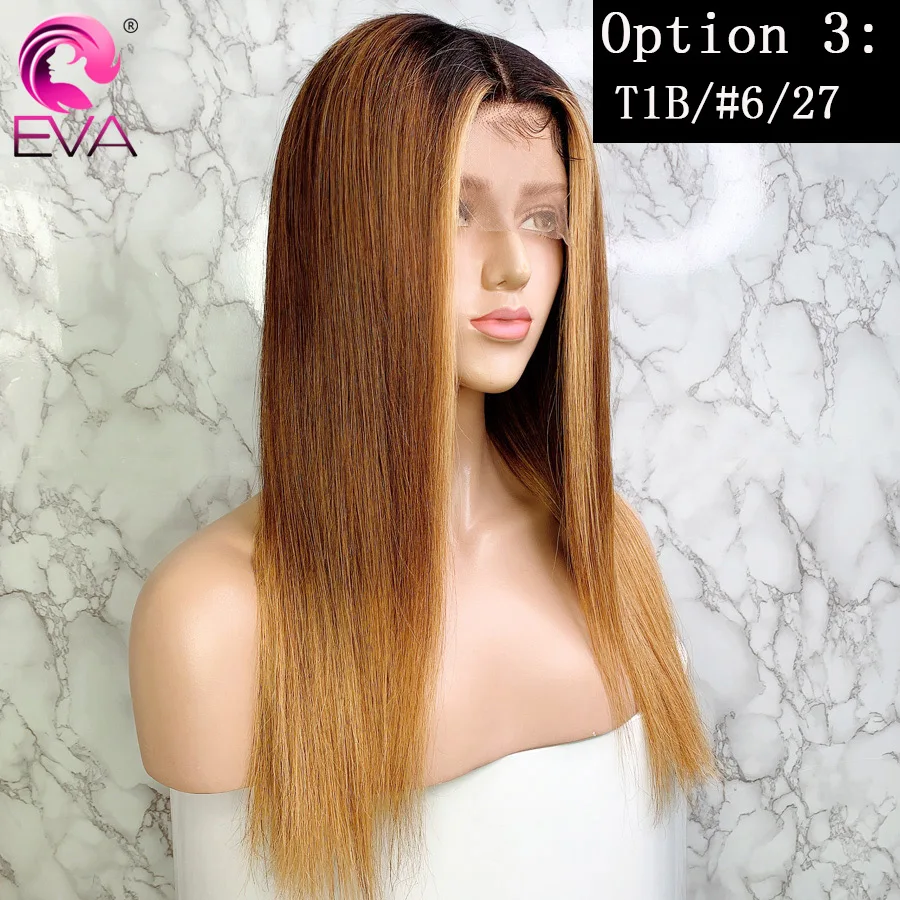 US $63.25 Eva 13x6 Ombre Lace Front Human Hair Wigs Pre Plucked With Baby Hair Colored Highlight Straight Lace Front Wigs Brazilian Remy
