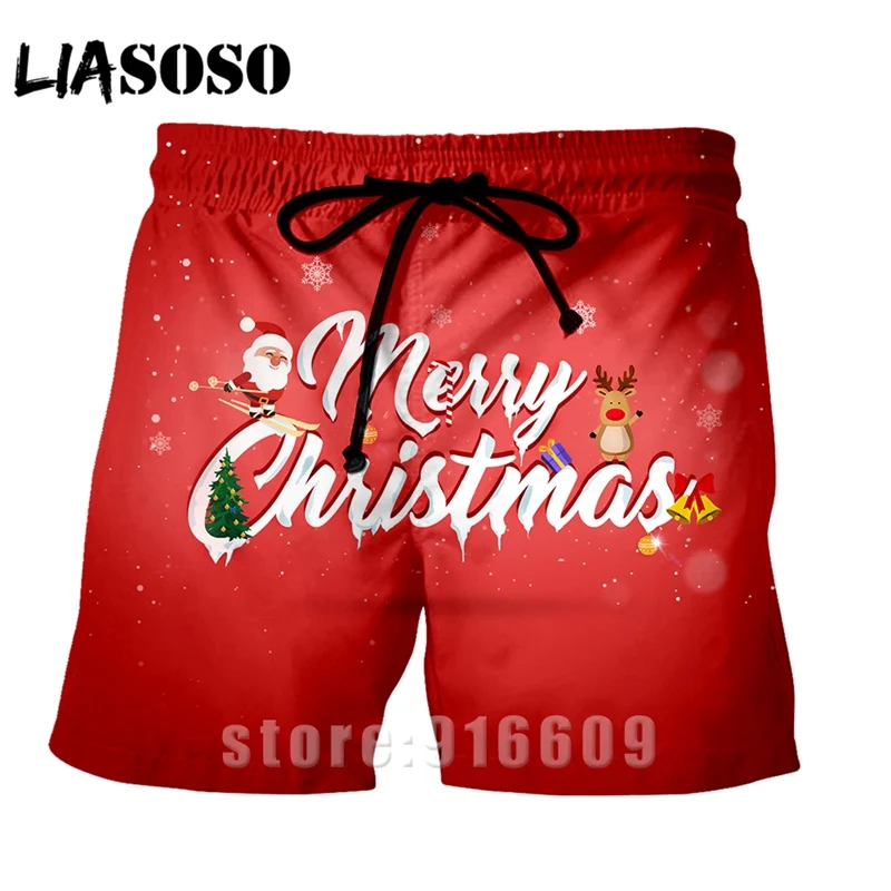 Модные рождественские короткие штаны, Повседневная Уличная одежда, рождественские мужские и женские Харадзюку рок трусы, пляжные тренировочные брюки, шорты для косплея Санта Клауса