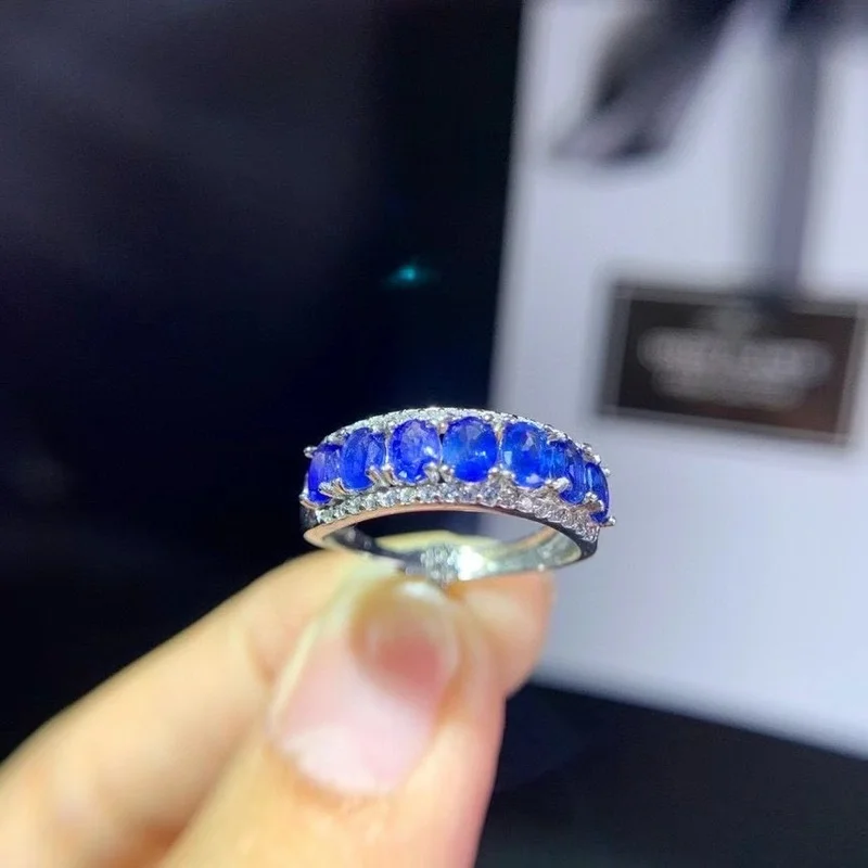 

Кольцо женское из серебра Сапфир с Шри-Ланки пробы, с синим натуральным драгоценным камнем
