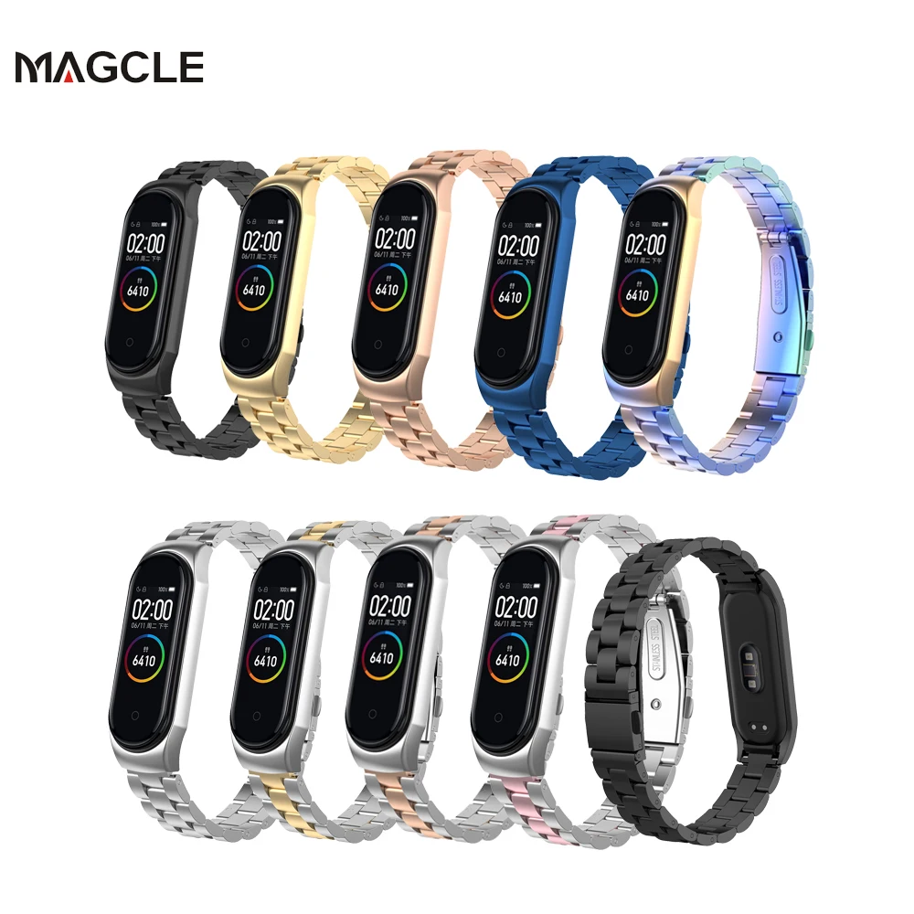Ремешок сменный металлический для Xiaomi Band 5 4, браслет из нержавеющей стали с металлическим корпусом|Смарт-аксессуары| | АлиЭкспресс