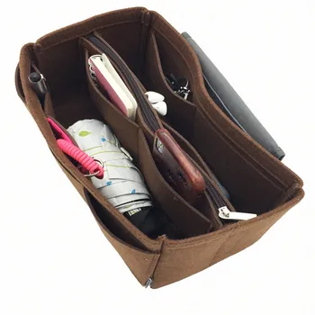 

Makeup Handbag Organizer Felt Cloth Insert Bag Travel Inner Purse Portable Cosmetic Bags Large Capacity Storage Tote