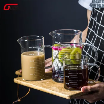 

Food Grade Borosilicate Glass Milk Cups Pot Kettle Kitchen Accessories Milk Measuring Milk Clear Glass Cup Cook Scale