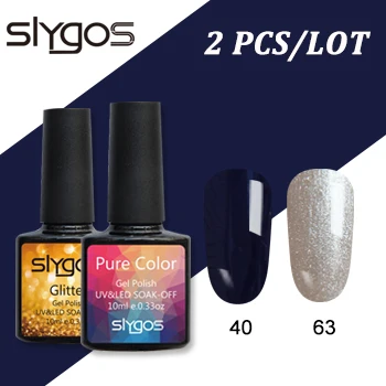 4063 SLYGOS Платиновые Блестки УФ-гель для ногтей 2 шт./компл. Цвет серии светодиодный Гель-лак для ногтей, Лаки! полупостоянная светодиодный лак для ногтей с блестками - Цвет: 4063