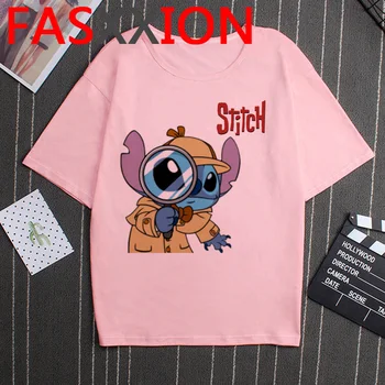 

Kawaii Lilo Stitch T Shirt Women Summer Top Plus Size Funny Cartoon T-shirt Cute Ohana Stitch Anime Tshirt Grunge Tees Female