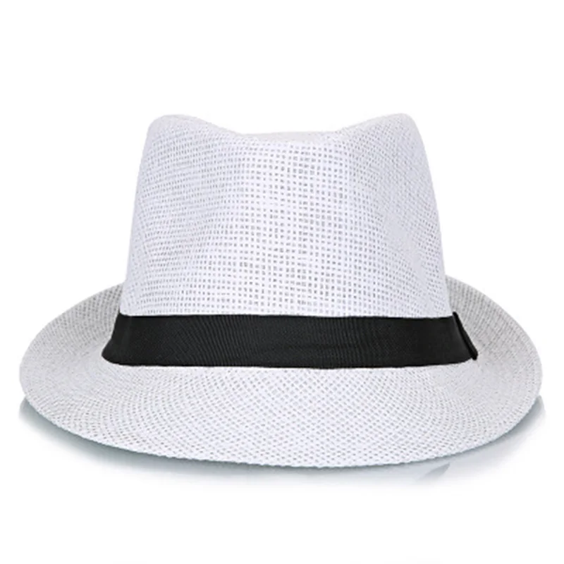 Men's Sun Hat Simple Linen Breathable Refreshing Hat Summer Travel Sunscreen Sun Ribbon Decoration Foldable Straw F58