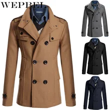 WEPBEL мужской Тренч Повседневная мода осень зима длинный рукав кнопка длинный теплый отложной воротник тренчи