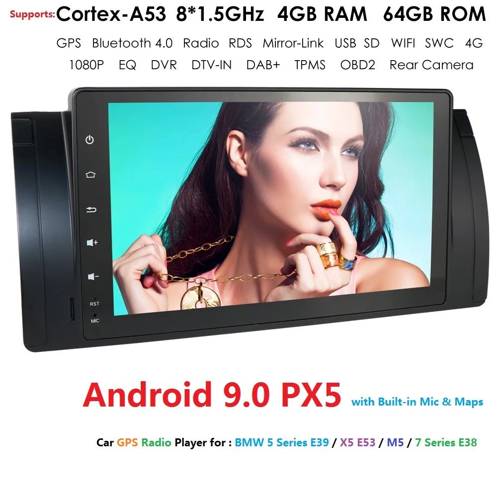 

DSP PX5 Android 9.0 Car Stereo Multimedia Player for BMW E39 With BT Wifi Radio GPS Navigation 9'' IPS Screen Car Head Unit 4+64