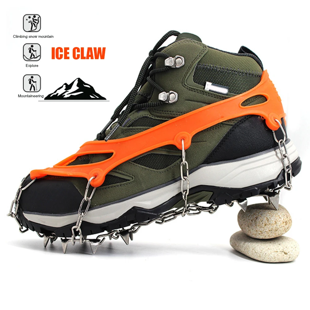 18 Teeth Ice Snow Crampons Climbing Anti-slip Gripper Shoe Covers Spike Cleats 