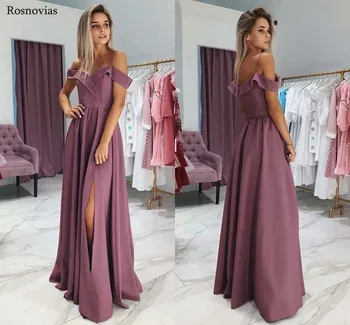 

Long Side Split Prom Dresses 2019 Spaghetti Strap Backless Sweep Train Stain Formal Evening Party Dresses Vestido De Fiesta
