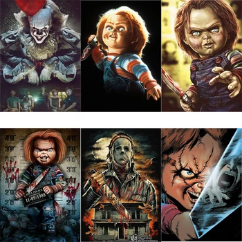 

AMTMBS Oil Painting By Numbers Horror Movie Kits Drawing On Canvas Wall Art HandPainted Home Decor DIY Christmas Festival Gifts