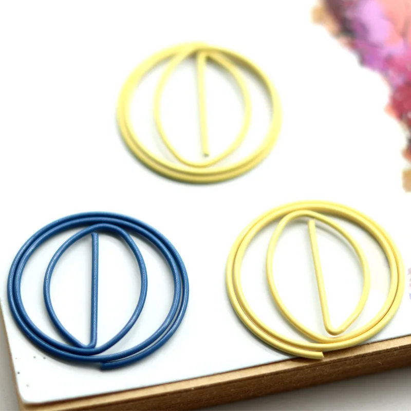 

10pcs Circle Clip Round Shaped Paper Clip Earth Metal Bookmark Photo Binder Note Folder School Office Stationery Decorative