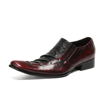 

Men's Casual Leather Shoes British Trend Wedding Shoes Red Black Business Formal Dress Shoes Size 37-46