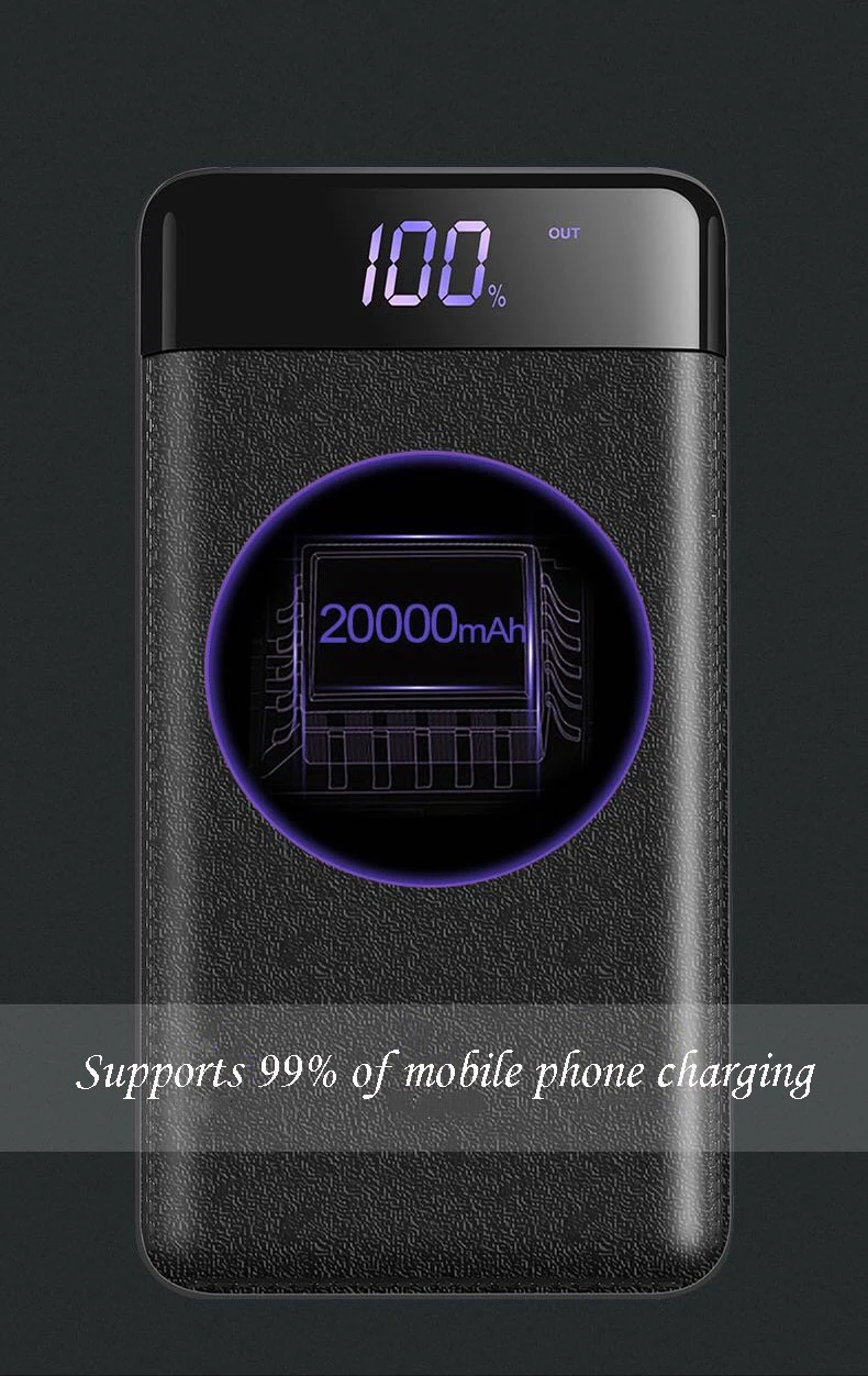 30000mah Power Bank External Battery PoverBank 2 USB LED Powerbank Portable Mobile phone Charger for Xiaomi MI iphone 7 8 Huawei
