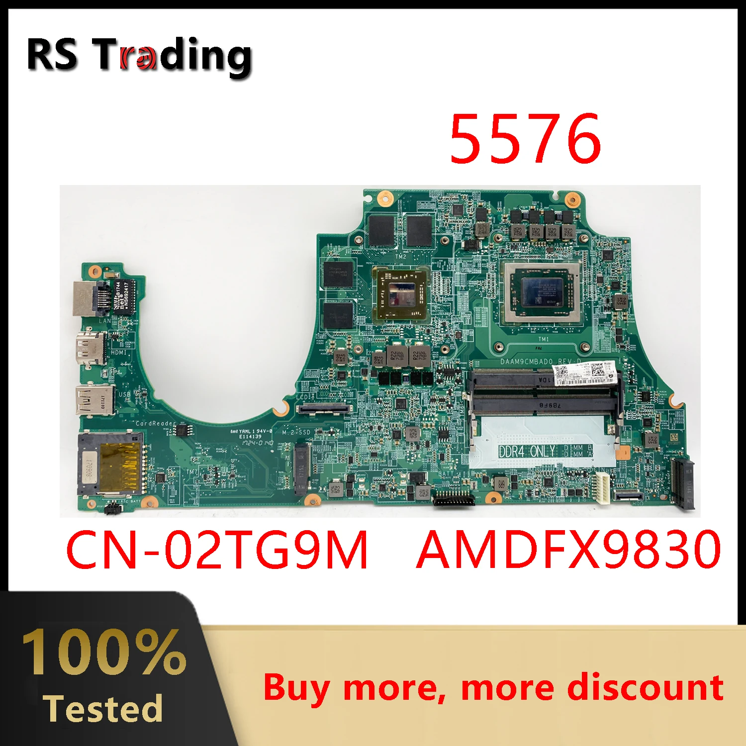 

For inspiron 5576 laptop motherboard FX-9830P CPU CN-02TG9M mainboard 100%tested