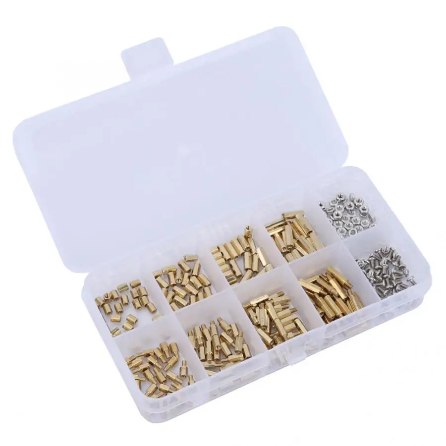

Copper Alloy Screw Assortment 300Pcs Single/Double Hex Copper Column Standoff Screw Nut Fasteners Accessories