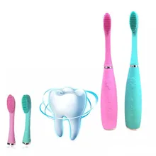 USB перезаряжаемая звуковая силиконовая электрическая зубная щетка, зубная головка, водонепроницаемая, Глубокая чистка, пищевое отбеливание зубов