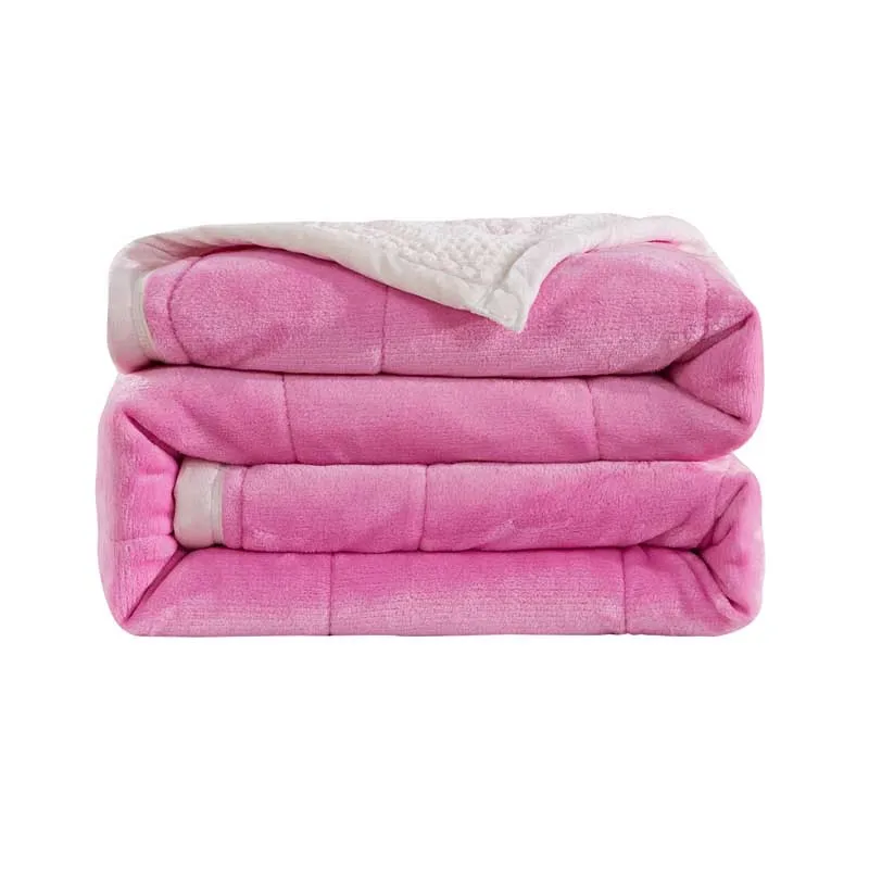 Кровать Флисовое одеяло одеяла для кровати двухслойный фланелевый плед машинная стирка домашний текстиль Твердый серый розовый чехол для кровати - Цвет: Pink