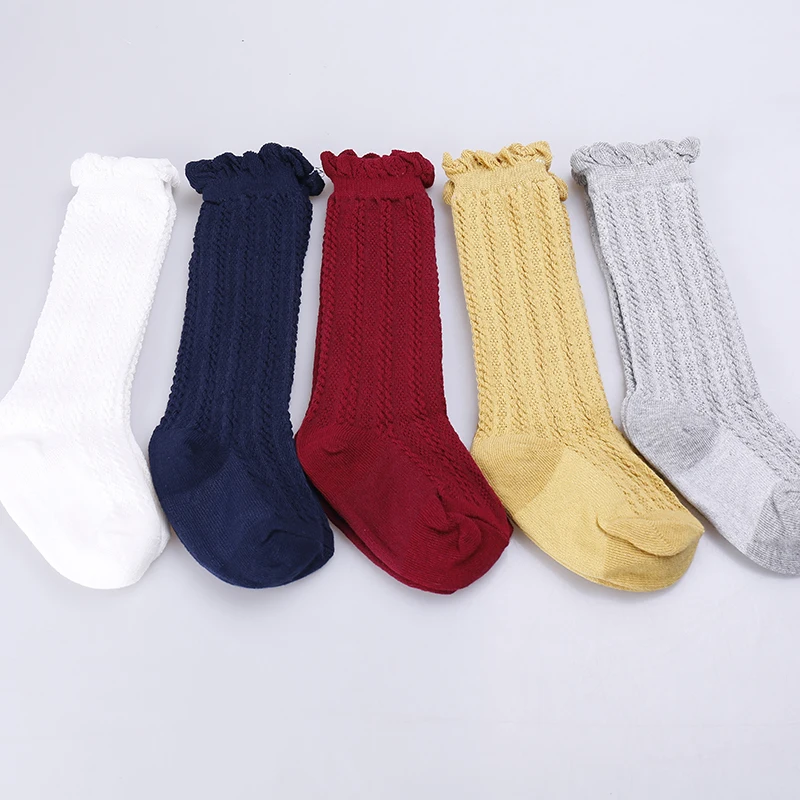 

Pudcoco Flower Side Striped Knee High Cotton Newborn Baby Socks Unisex Meias Infant Boys Girls Solid Long Sock Leg Warm Children