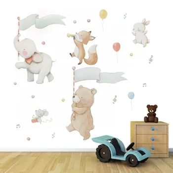 

Cartoon Animals Party Wall Stickers for Kids room Decor Nuresery Baby room Decoration Eco-friendly Vinyl Wall Decals Home Decor
