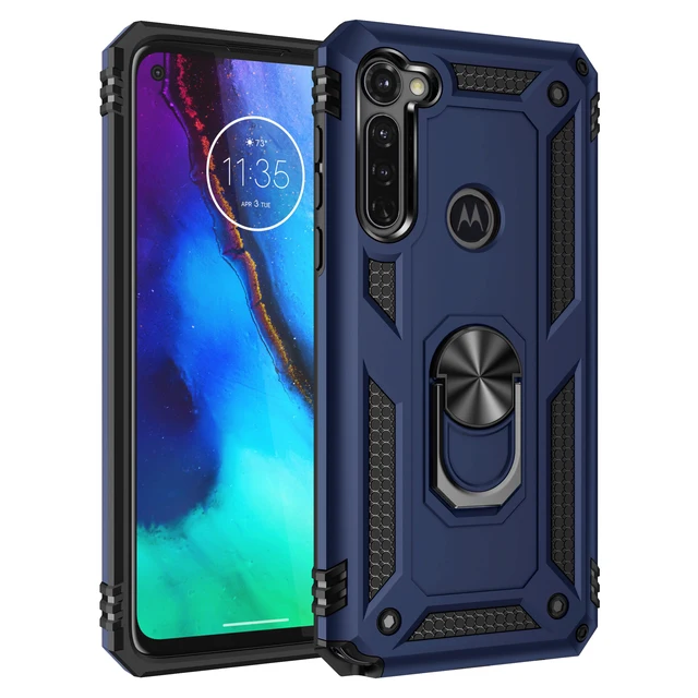 Phone Case For Motorola G G6 G7 P40 One Pro Plus Power Play Fast Stylus Action Vision Macro Zoom Armor With Ring Bracket Cover blue