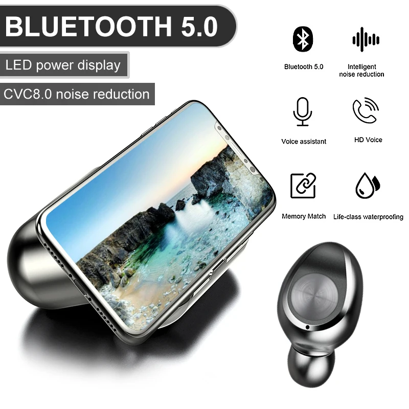 Mr TWS F9 светодиодный дисплей 8D стерео Бас долгое время ожидания Bluetooth 5,0 беспроводные наушники гарнитура с микрофоном