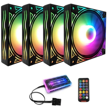 

COOLMOON F-JL Computer Case PC Cooling Fan RGB Adjust 120mm Quiet + IR Remote New Computer Cooler RGB CPU Case Fan 4Pcs
