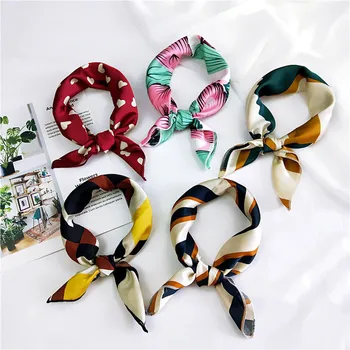 

50X50CM Fashion Women Square Scarf All-match Wraps Elegant Floral Dot Spring Summer Head Neck Hair Tie Band Neckerchief