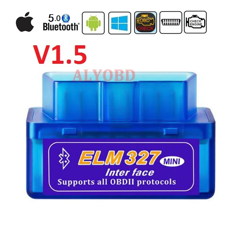 motorcycle temp gauge V1.5 button On/OFF ELM327 Android phone bluetooth OBD2 car code Reader V1.5 mini elm327 OBD2 bluetooth vehicle scanner in phone test car battery with multimeter Diagnostic Tools