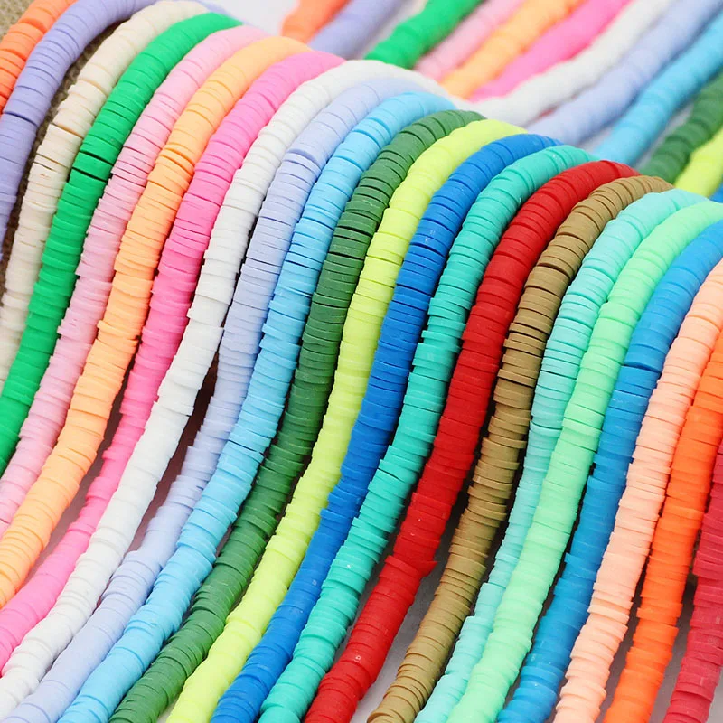 

6mm Flat Round Polymer Clay Beads Chip Disk Spacer Loose Beads For Jewelry Making Handmade DIY Bracelet Necklace 45 Color 16Inch