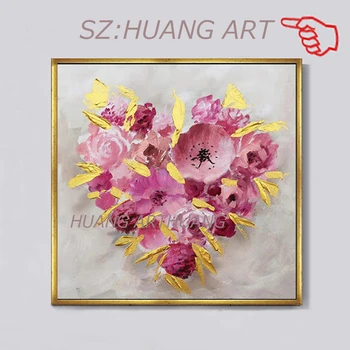 

Hand Painted AbstractIn In full bloom Red Flower Oil Painting Canvas Wall Frameless Picture Decoration For Live Home Decor