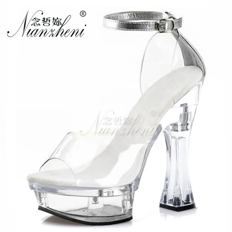 

14cm Super Stiletto Stripper Heels Crystal Platform Sandals 6 Inch Party Dress Exotic Pole Dance Shoes Party Summer Nightclub