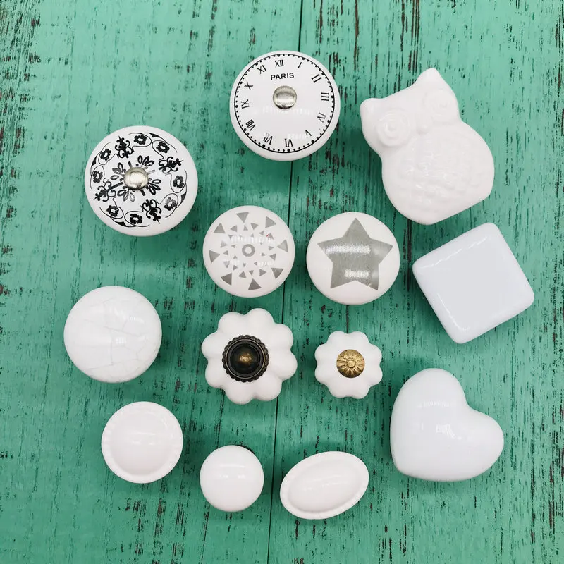 1 шт. Белые Глянцевые керамические ручки круглые часы сова многофункциональный