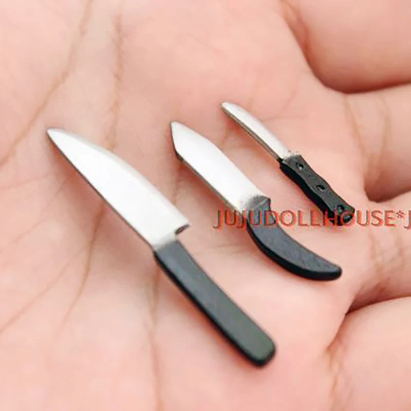 

3pcs /set 1/12 Scale Dollhouse Miniatures Play kitchen fruit Knife Set Mini Furniture Dollhouse Decor Kitchen Accessories Toys
