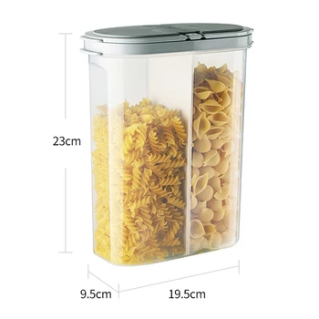

2.6L Storage Box 2Grids Plastic Cereal Grains Food Container Sealed Cans