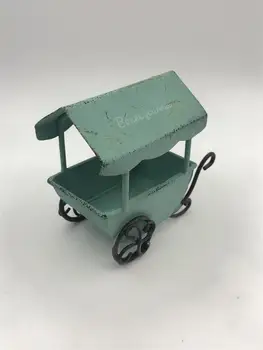 

6Pcs/Lot 8.5x5.5xH8.5CM Mini garden carts iron wagons Francais Bonne journee Cute Dollhouse Accessories