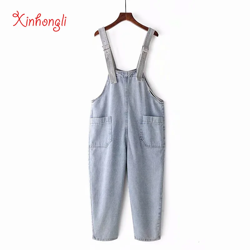 

Plus size pockets loose women Overalls jeans pants 2020 NEW spring autumn casual ladies jeans femme denim oversize