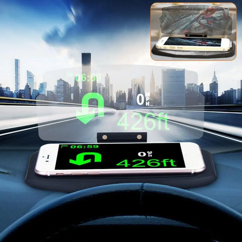 Автомобильный экран 6,5 дюйма HUD, дисплей на голову, автомобильная безопасность, gps навигация, держатель для мобильного телефона, проектор, высокое разрешение, отражающий