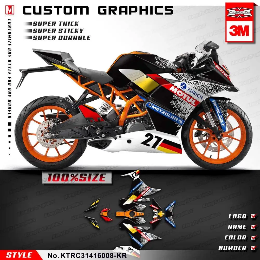 KUNGFU графика мотоцикл наклейки комплект наклейки Клейкие обертывания для KTM RC 250 390 RC250 RC390 Venom стиль - Цвет: KTRC31416008-KR