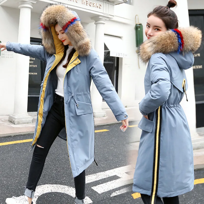 

Cotton-padded Clothes Women's Mid-length 2018 Winter New Style Korean-style Waist Hugging Slimming over-the-Knee down Jacket Cot