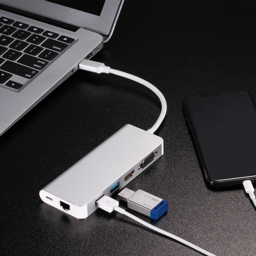 USB C концентратор type C для нескольких USB 3,0 концентратор HDMI адаптер док-станция для MacBook Pro huawei mate 30 USB-C 3,1 разветвитель порт type C концентратор