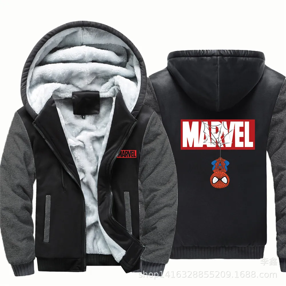 Новинка, зимняя куртка с принтом MARVEL, Человек-паук, модная куртка с капюшоном на молнии, плотная теплая удобная толстовка, пальто - Цвет: 5