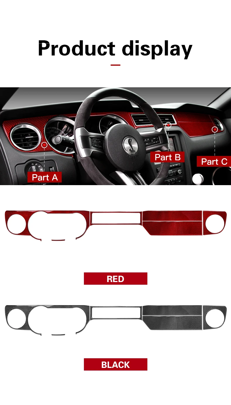 Для Ford Mustang 2009-2013 Автомобильные наклейки из углеродного волокна приборная панель внутренняя отделка Литые декоративные полосы