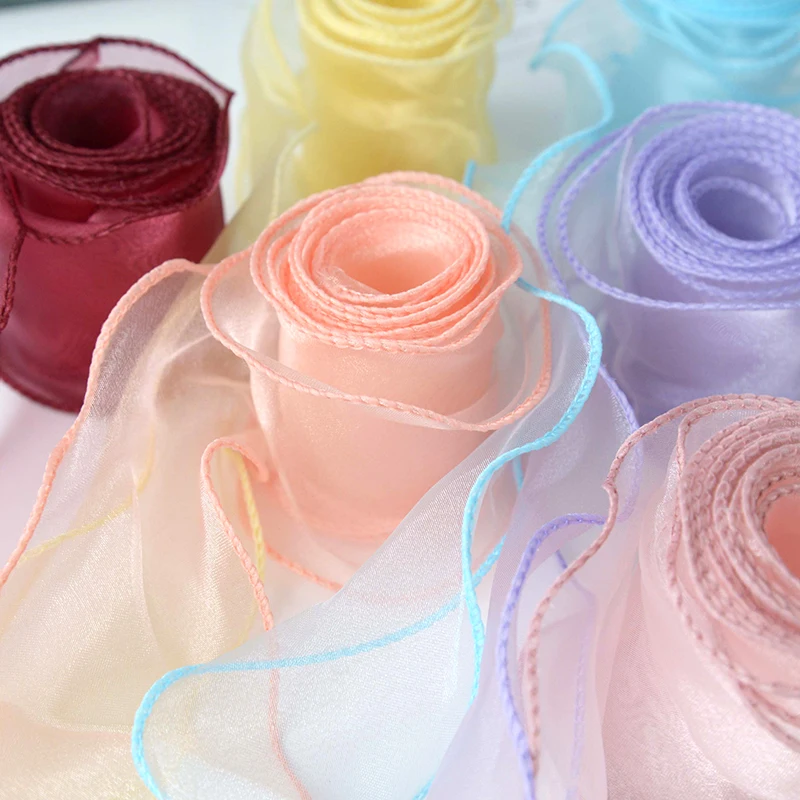 5M*6cm Wave Silk Organza Ribbon Bow Material ribbon decoration ribbon supplies organza ribbon wrapping ribbon sewing ribbon for Hair Ornament Gift Wrapping Decoration DIY Sewing Fabric Clothing Accessories