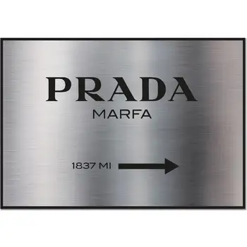 

Panorama Aluminium Dibond Prada Marfa White - Printed on Dibond Aluminium Composite - Silver - Prada Marfa - Ideal for framing or for gifting - Prada Marfa