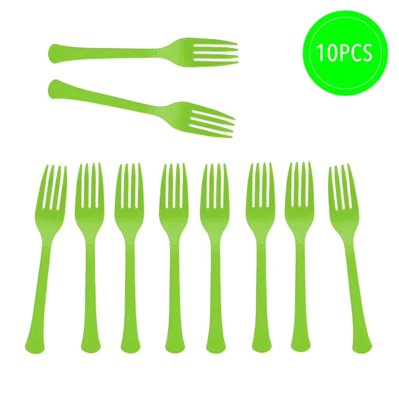 10pcs Forks Мультяшные Джунгли животных тематическая посуда 1ST День Рождения украшения детские одноразовые столовые приборы набор вечерние принадлежности детский душ - Цвет: 10pcs Forks