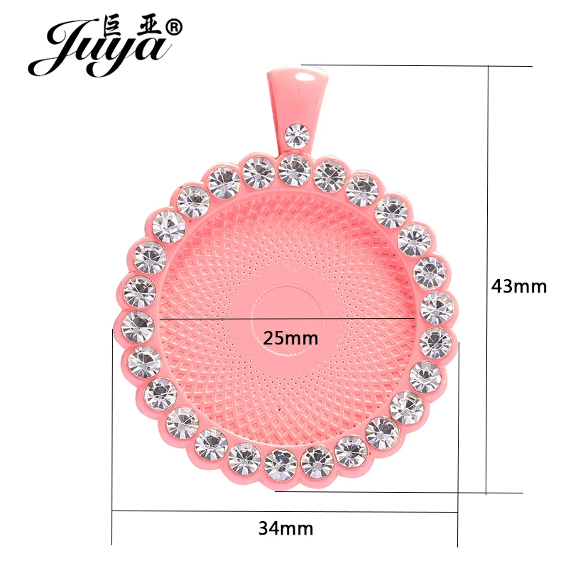 20PCS Fast Delivery 25mm Pendant Cabochon Base With Crystal Bezels Charms Fit DIY Design Making Photos Jewelry Accessories