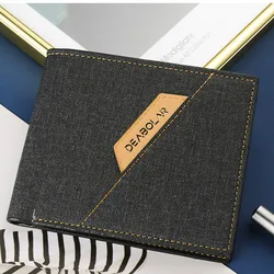 Men's New Wallet Business Canvas Pattern Youth Horizontal Wallet Thin Wallet Anti-theft And Light Casual Wallet